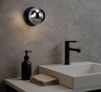 Foy Small White Molten Ripple Black Base LED Wall Light
