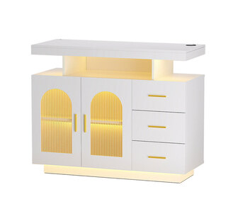 Fox LED 2 Door White Buffet Sideboard
