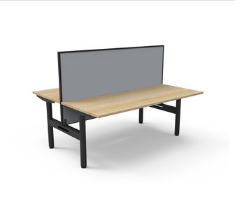 Forge Oak Black Double Desk with Screen
