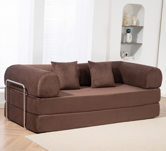 Forster 3 Seater Brown Multi Functional Compressed Sofa Bed
