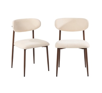 Set of 2 Freda Boucle/Walnut Dining Chairs