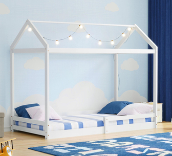 Gable Single Kids House Bed Frame White