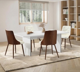 Galanta 4 Seater White Dining Table Set