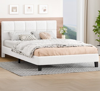 Gamora King White Boucle Bed Frame