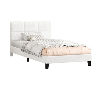 Gamora King Single White Boucle Bed Frame