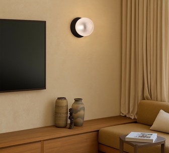 Galf Small Warm White Diamond Cut Black Base LED Wall Light