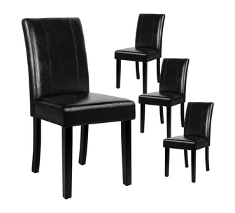 Set of 4 Georgy Black PU Dining Chair