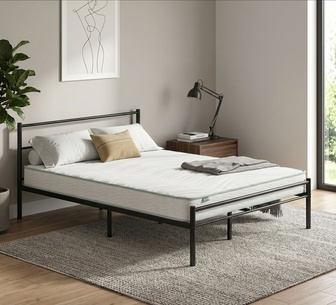 Geraline Black Bed Frame & IdellaComfort Queen Mattress Set