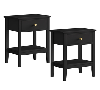 Set of 2 Gerito Black Bedside Table