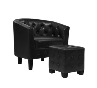 Ghaith Black Armchair with Footrest