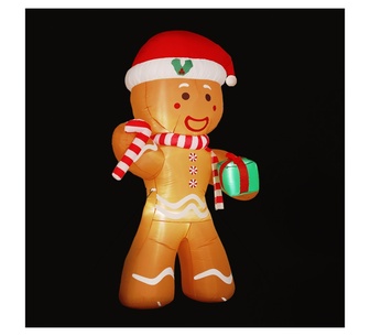 Holly Jolly 2.4M Christmas Inflatable Gingerbread Man Gold