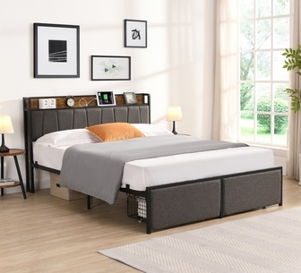 Glassop Double Bed with USB Port