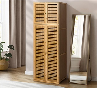 Ganara 4 Door Natural Bamboo Wardrobe