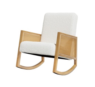 Gogo White Boucle Rattan Rocking Armchair