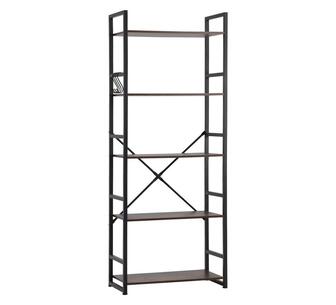 Grant 5-Tier Metal Bookshelf Black/Rustic Walnut