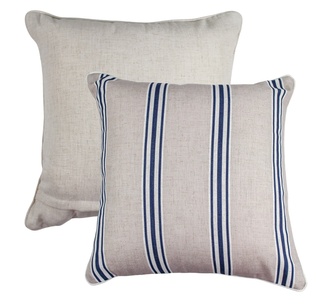 Grin & Stripe It Linen Cushion Blue Beige