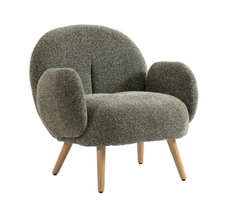 Zendeval Green Armchair with Wood Legs