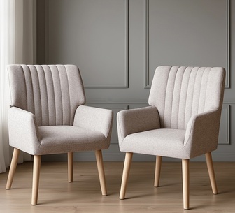 Set of 2 Grover Beige Fabric Armchair