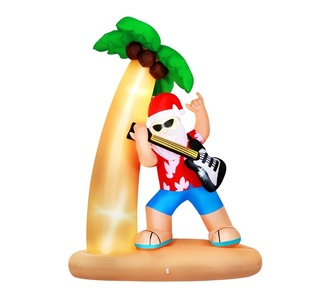 Holly Jolly 2.1M LED Christmas Inflatable Santa Guitar Multi