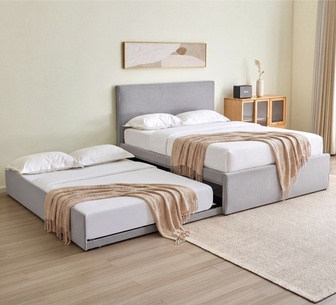 Hadleigh Grey Queen Bed Frame w/Trundle