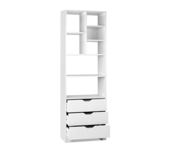 Hanan 3 Drawer White Bookshelf