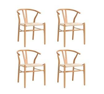Hans Wegner Set of 4 Dining Chair Beige