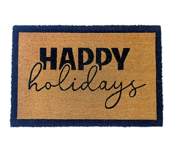 Happy Holidays PVC Backed Coir Doormat 60X90cm Black