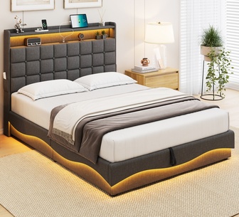Hasan Queen Grey Gas Lift Bed Frame