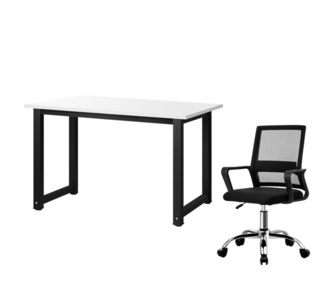 Hawley Black and White Office Desk and Black Chair Package