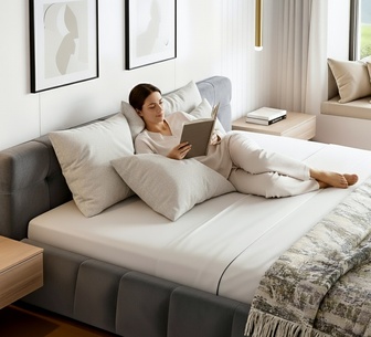 Hella Double Grey Velvet Bed Frame