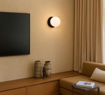 Hei Small Warm White Opal Frosted Black Base LED Wall Light