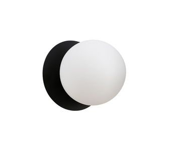 Hei Small Warm White Opal Frosted Black Base LED Wall Light