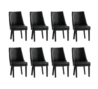 Set of 8 Herra Black Padded Winglet Chair