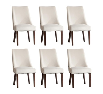 Set of 6 Herra Beige Padded Winglet Chair