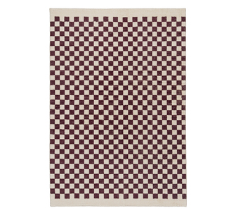 Hermosa Burgundy/Cream Checkered Washable Rug 400x300cm