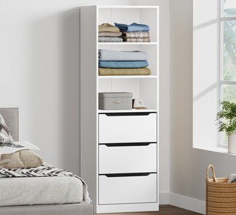 Herco 3 Drawer 3 Shelf White Wardrobe