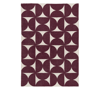Hidcote Burgundy/Ivory Geometric Washable Rug 330x240cm