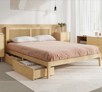 Himari Queen Natural Rattan Bed Frame with Storage Drawers