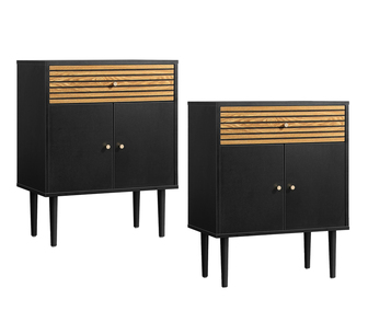 Mulville Sideboard Buffet Black and Natural Set Of 2