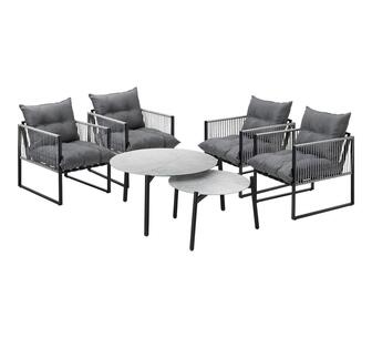 Hulyo 4 Seater Outdoor Dining Set Grey/Black