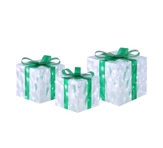 Holly Jolly 3Pcs LED Gift Box Fairy Lights Grey
