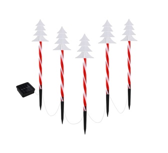 Holly Jolly 5Pcs LED Christmas Path Lights Red