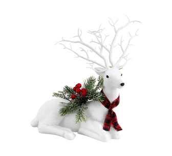 Holly Jolly 32cm Christmas Glitter Reindeer Ornaments White