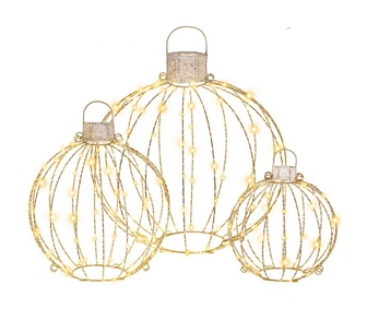 Holly Jolly 320 LED Set of 3 Fairy Ball Lights Gold