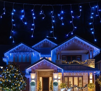 Holly Jollys 32M 960 LED Blue Christmas Icicle String Light