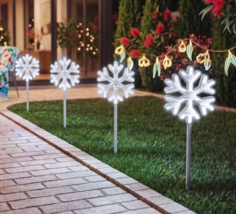 Set of 4 Holly Jollys Christmas Path Outdoor Garden Lights