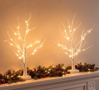 Set of 2 Holly Jollys 60cm Christmas Tree Lights Decorations