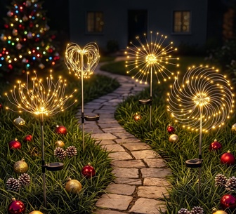 Set of 4 Holly Jollys Christmas Firework Garden Lights