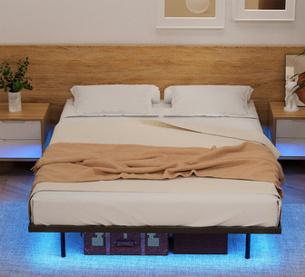Honey Double Floating Black Metal Bed Base