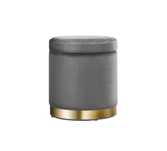 Ephraim Charcoal Round Velvet Ottoman